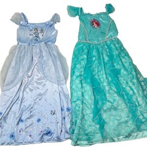 2 Girl's Size: S 5/6 Nightgown Disney’s Blue Pajama Ariel Cinderela Dress Up